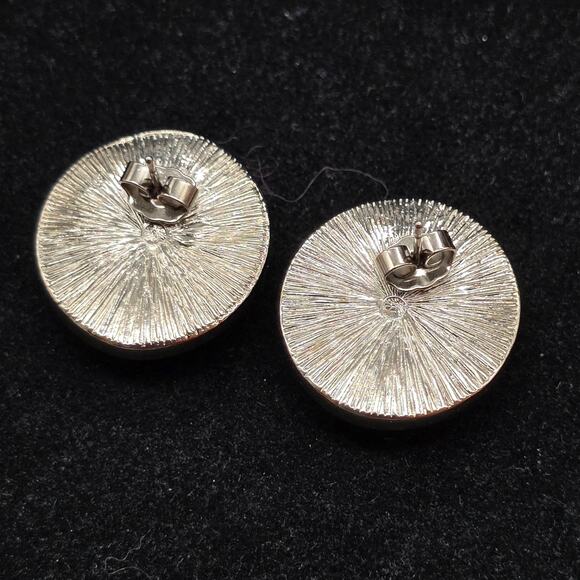 Avon Desert Sands Earring Orange Swirled Plastic Gold Tone Vintage 1988 - Picture 3 of 9